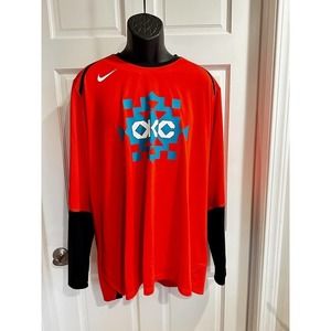 NIKE OKC THUNDER NBA Dri-FIT Orange Long Sleeve Men’s XL Athletic Top Jersey EUC